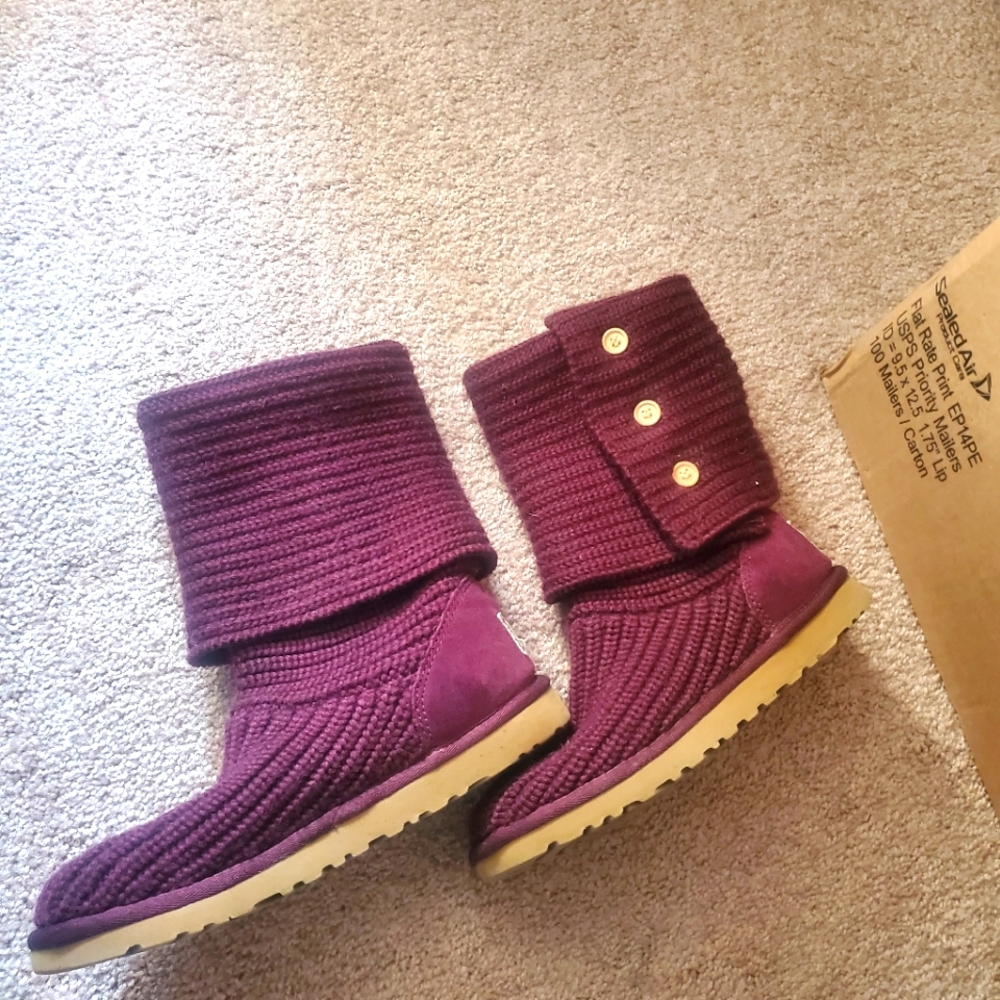 Deep purple ugg knit boots